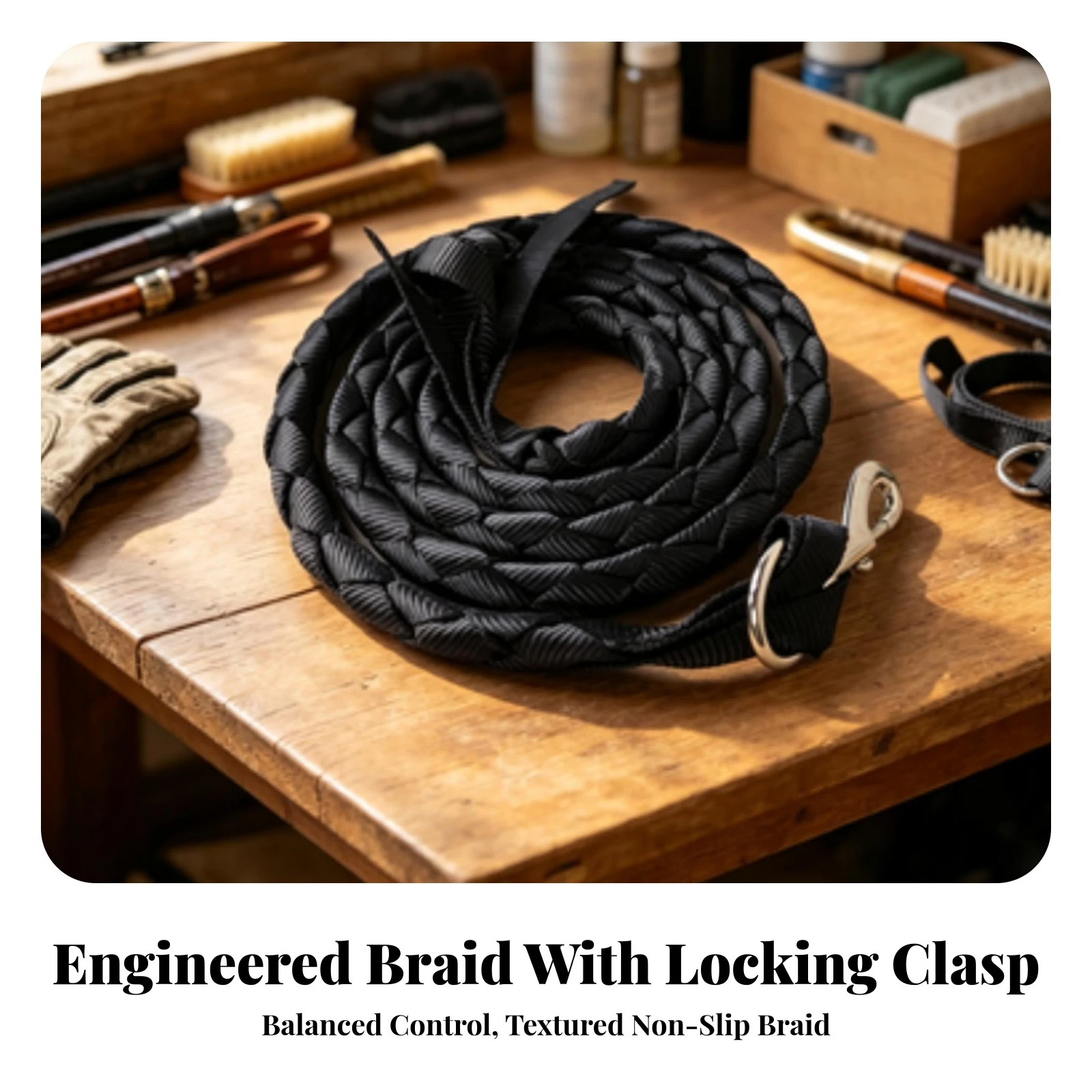 2.5 Meter Braided Equestrian Lead Comfortable Grip Braided Horse Lead Rope Horse Handling Rope with Snap Hook Flexible