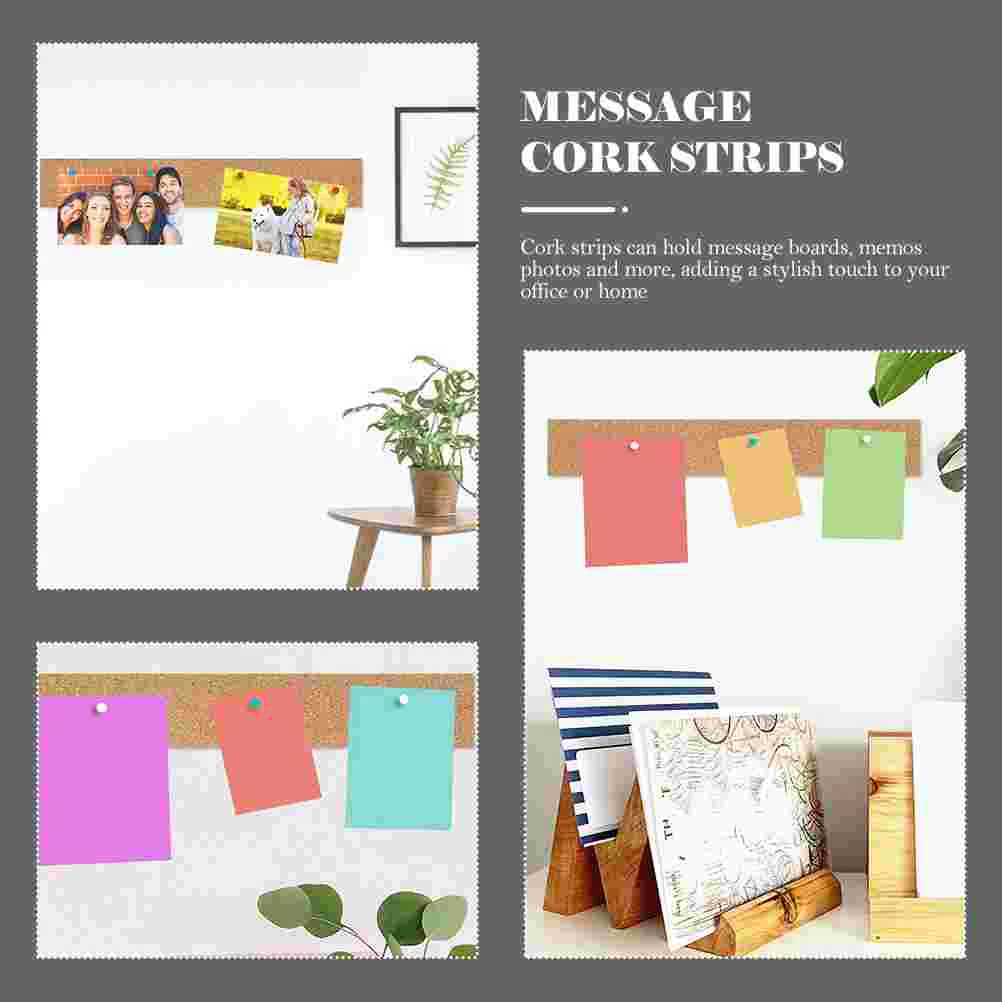 3 Pcs Self-adhesive Cork Strips Corkboard Wall Square Batten Office Bulletin Boards for Walls Frameless Memo Bars