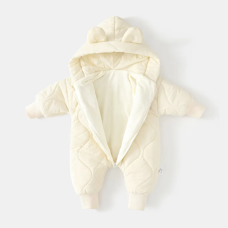 ﻿   Vêtements d'extérieur d'hiver pour bébé, doublure en fourrure, barboteuse chaude pour enfant en bas âge, fille et garçon, combinaison pour bébé ours de dessin animé