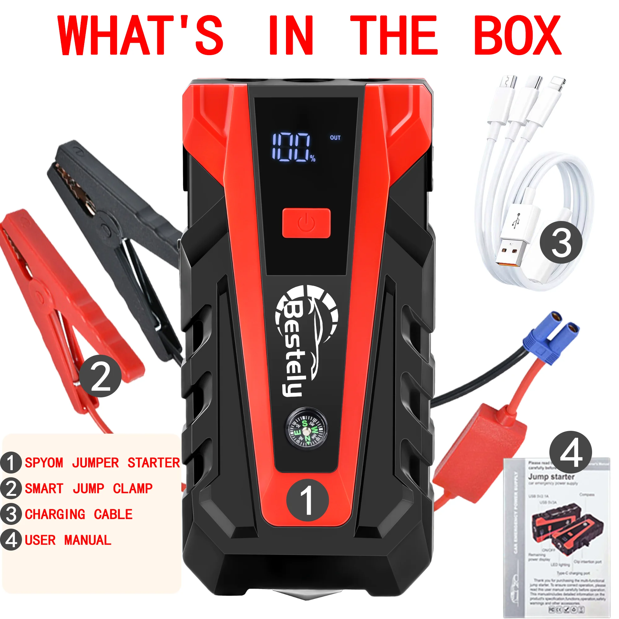 12V Car Battery Jump Starter 99800mAh 3000A Portable Charger Car Booster Auto Starting Device Emergency Starter Fast Charging