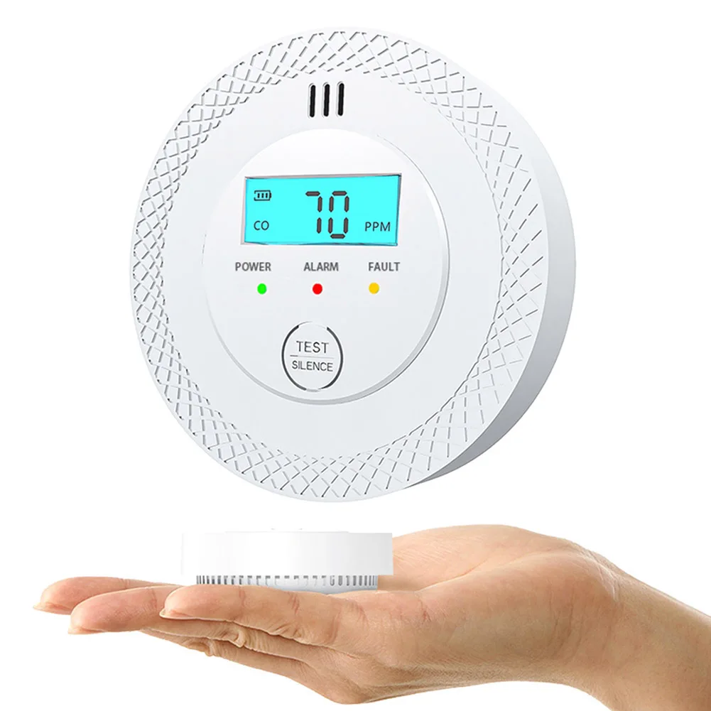 เครื่องตรวจจับสัญญาณเตือนคาร์บอนมอนอกไซด์พร้อมไฟ LED เครื่องตรวจจับ CO แบตเตอรี่เครื่องตรวจจับคาร์บอนมอนอกไซด์นาฬิกาปลุกจอแสดงผล LCD สําหรับโรงแรมโฮม