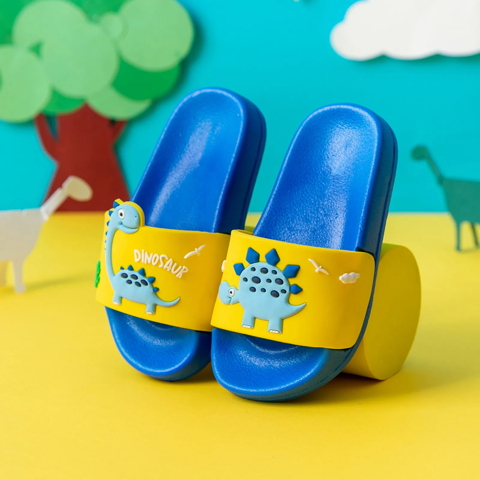 Picture 4: Toddler Little Kids Dinosaur Beach/Pool/Shower Slides/Anti-Skid Home Bath Slippers/Cute Summer Outdoor Shoes for Girls and Boys