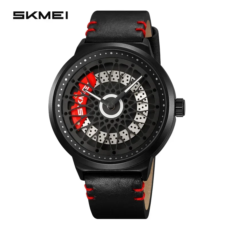 SKMEI 2356 Luxury Car Wheel Caliper Stainless Steel Quartz Watch for Men Waterproof Sports Shockproof Mens Wristwatches Relojes