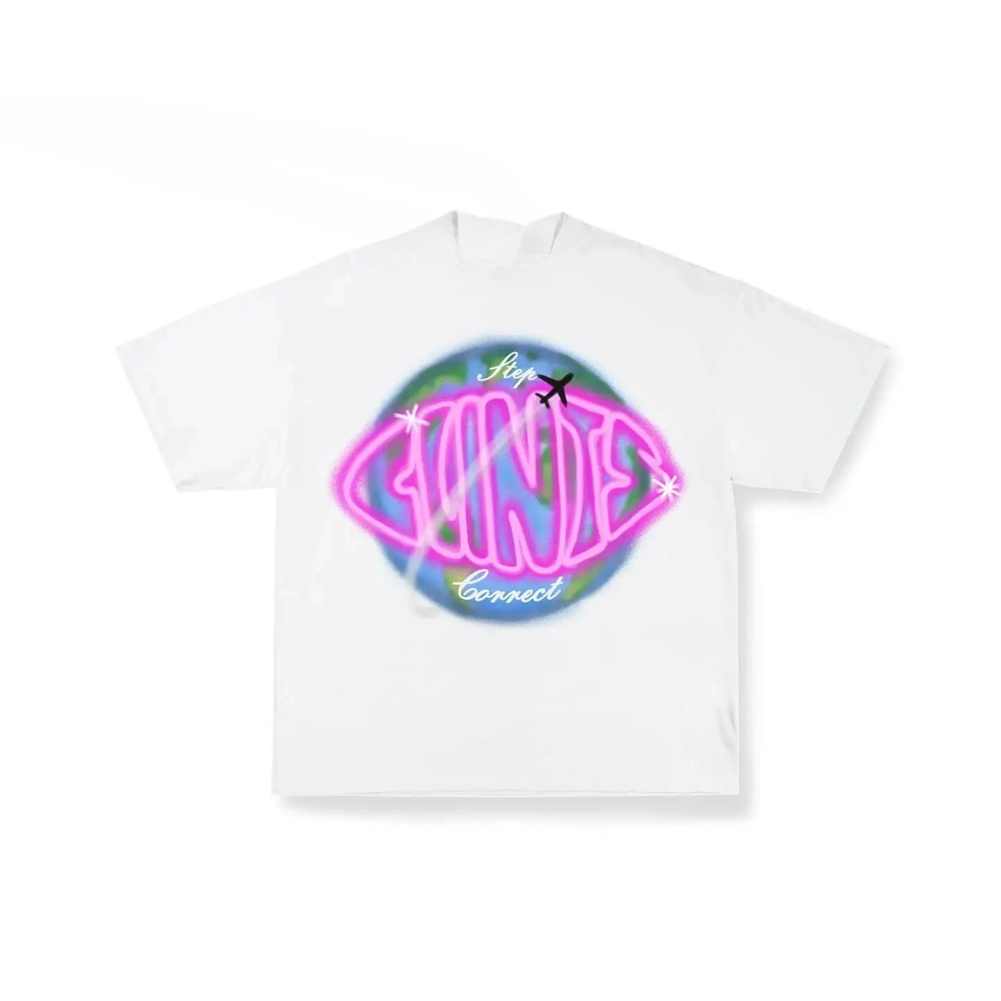 Neon Art Street Trend Y2k Style T-shirt Cotton Graphic Tee Men Women Summer Streetwear
