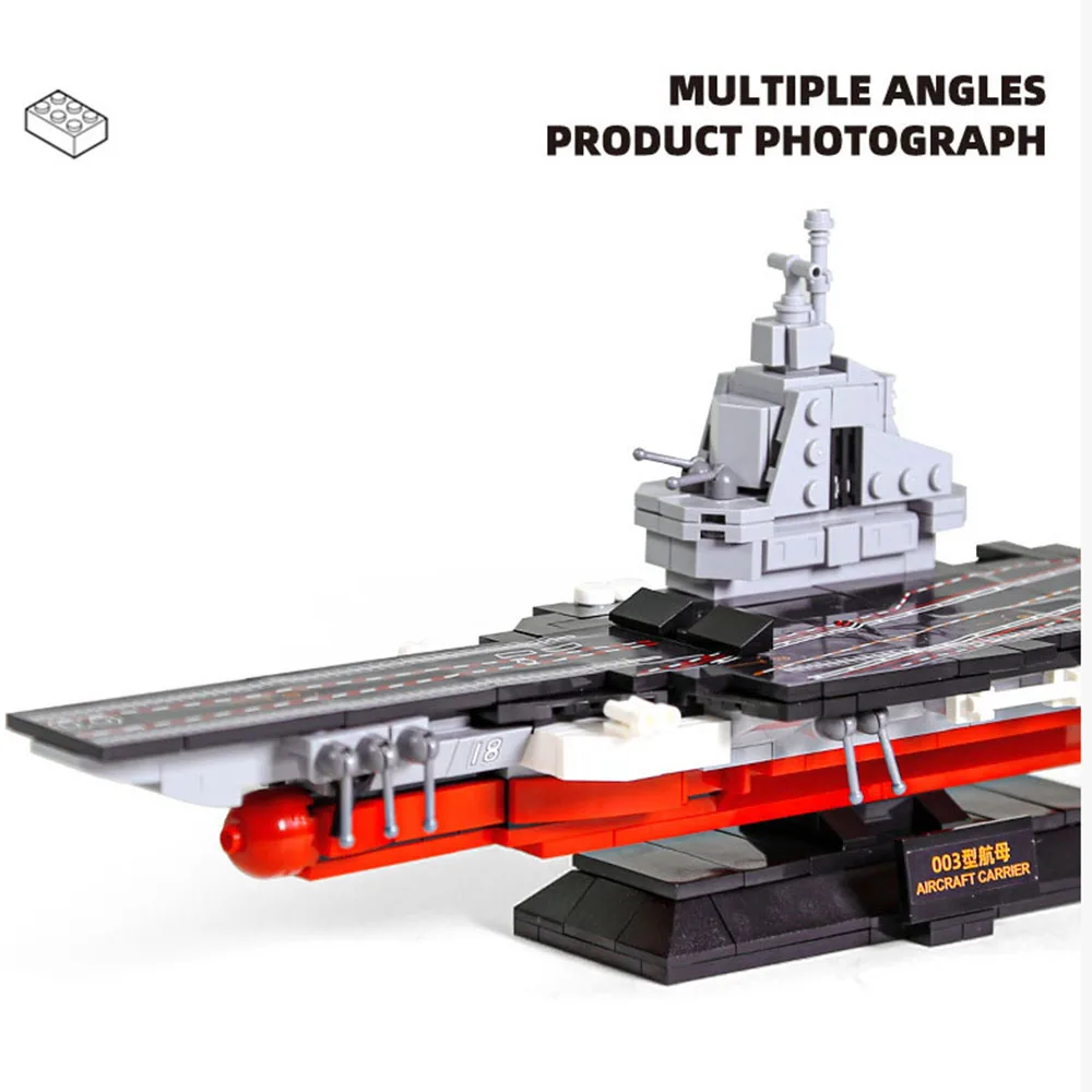 

Chinese Aircraft Carriers Modern Military Vehicle China 003 FUjian Model Building Block WW2 Construction Bricks Toys For Gifts
