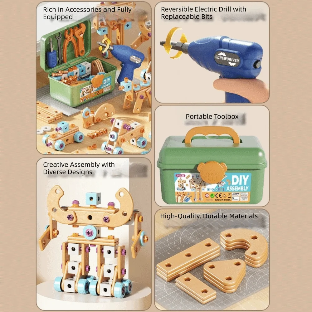 190 pièces bricolage boîte à outils de réparation pour enfants jouet assemblage jouets perceuse électrique jouet main démontage assemblage Puzzle drôle