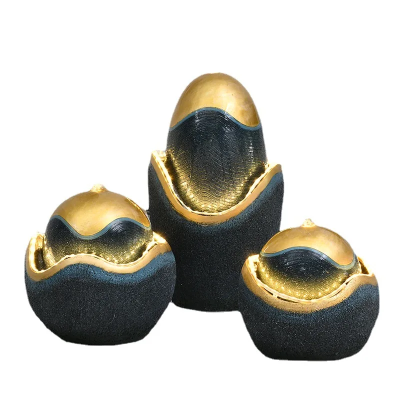 

Flowing water fountain lucky water feature ornament lucky egg resin handicraft office home