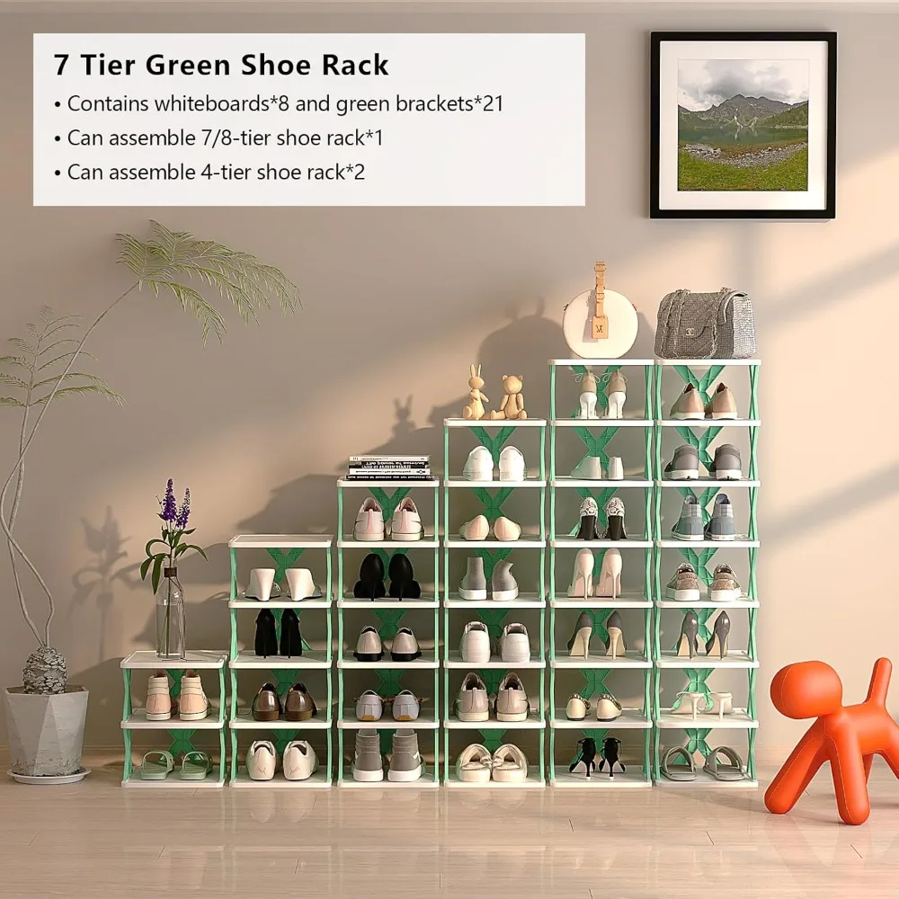 Shoe Rack for Kids Door Small Spaces, Closet, and Entryway,Stackable Shoe Organizer,Slim, Stable, and Space-Saving Shoe Storage