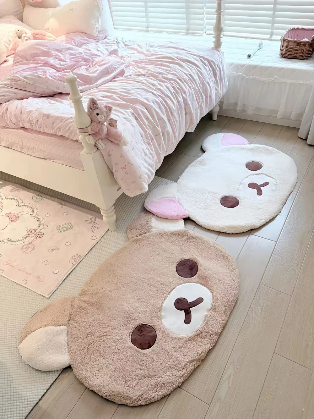 Cartoon Rilakkumas Plush Rug Kawaii Korilakkuma Bear Carpet Bedroom Chair Bedside Lounge Floor Mat Bathroom Doormat Home Deco