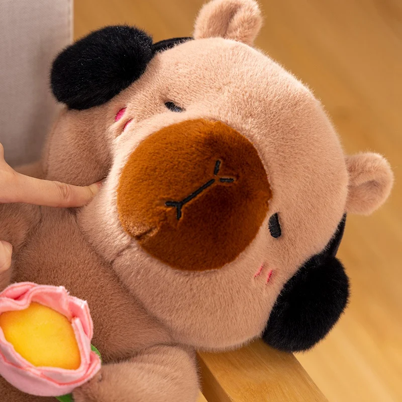 1 Piece New Cute Capybara Plush Toy Stuffed Animals Capybara Soft Doll Hold Flower Birthday Gifts