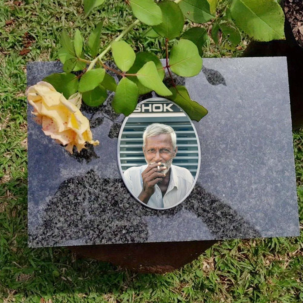 2D Flat Not 3D 1pc Custom Photo Memorial Headstone Tile Customizable Cemetery Decorations for Grave Anniversary gift