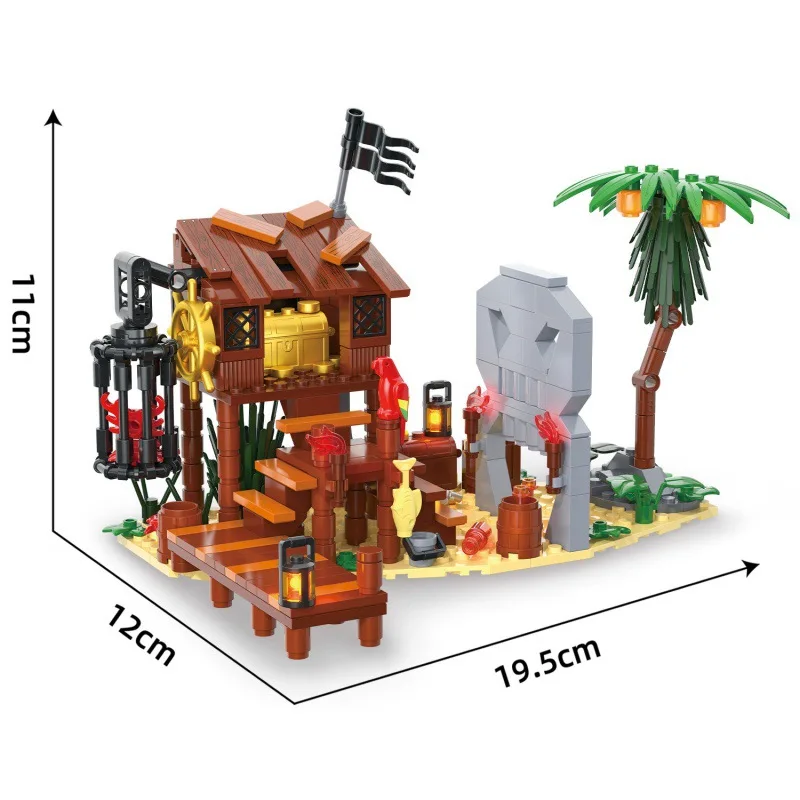 LOZ Creative Pirate Ship Bay Island Treasure Hunt Mini Block Construction Model Building Brick Toys Collection For Kids Gifts