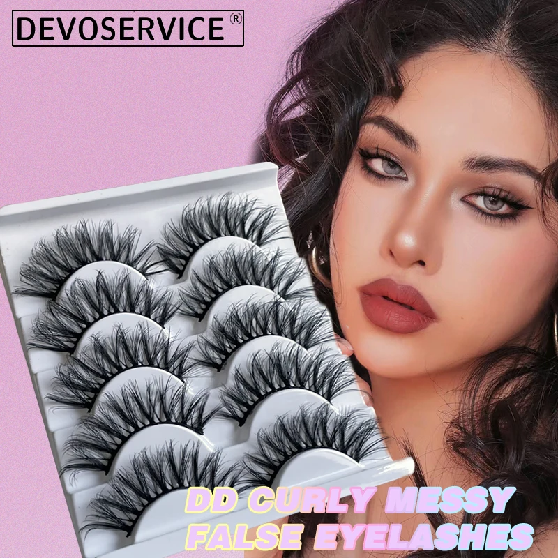 

DEVOSERVICE 5 Pairs False Eyelashes 3D Super Fluffy Wispy Faux Mink Eyelashes Reusable Russian Strip Lashes Eyelash Extensions