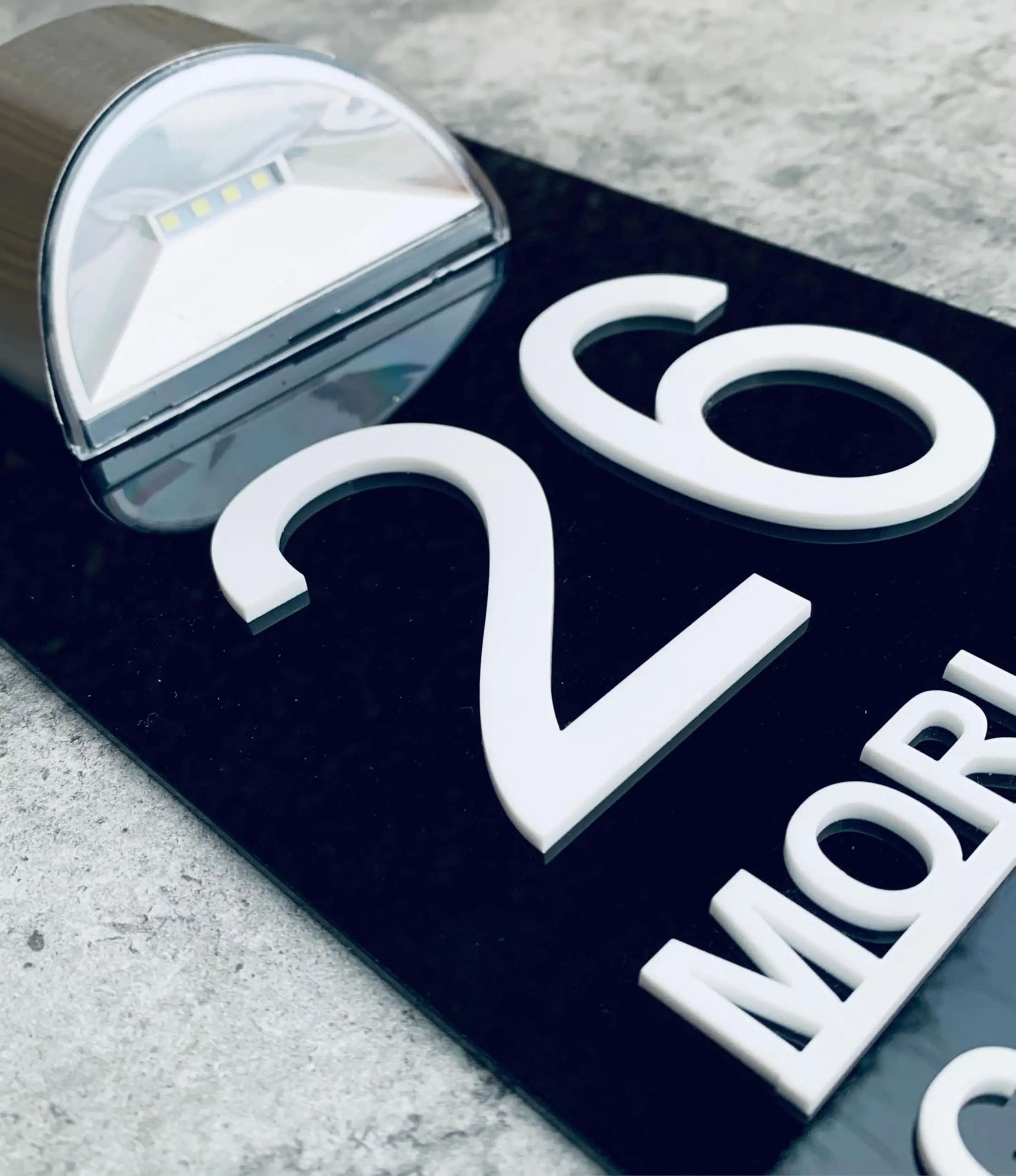 شخصية مخصصة رقم المنزل لوحة الإضاءة علامات الشمسية ثلاثية الأبعاد قطع الليزر الاكريليك اسم المنزل للخارجية عنوان اللوحة مضيئة #5