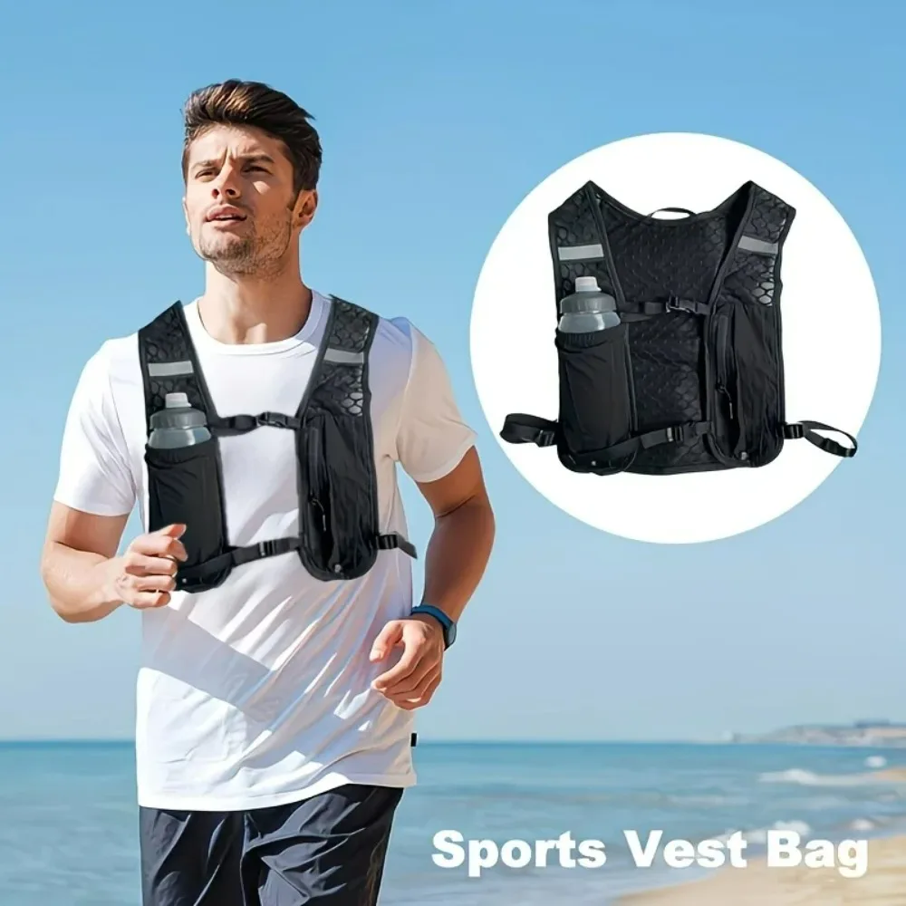 Biking Running Storage Vest Backpack Lightweight Running Vest Reflective Hydration Water Chest Pack Phone Storage Pocket
