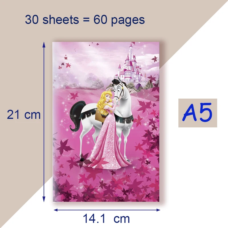 A5 Thread Notebook Girls - Sleeping Beauty - Aurora Cosplay Dress Disney Princess Quote Note Book For Fans Halloween Christmas