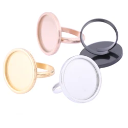 10pcs Fit 20mm Cabochon Ring Base Setting Blanks Stainless Steel Adjustable Black Rose Gold Plated Diy Jewelry Making