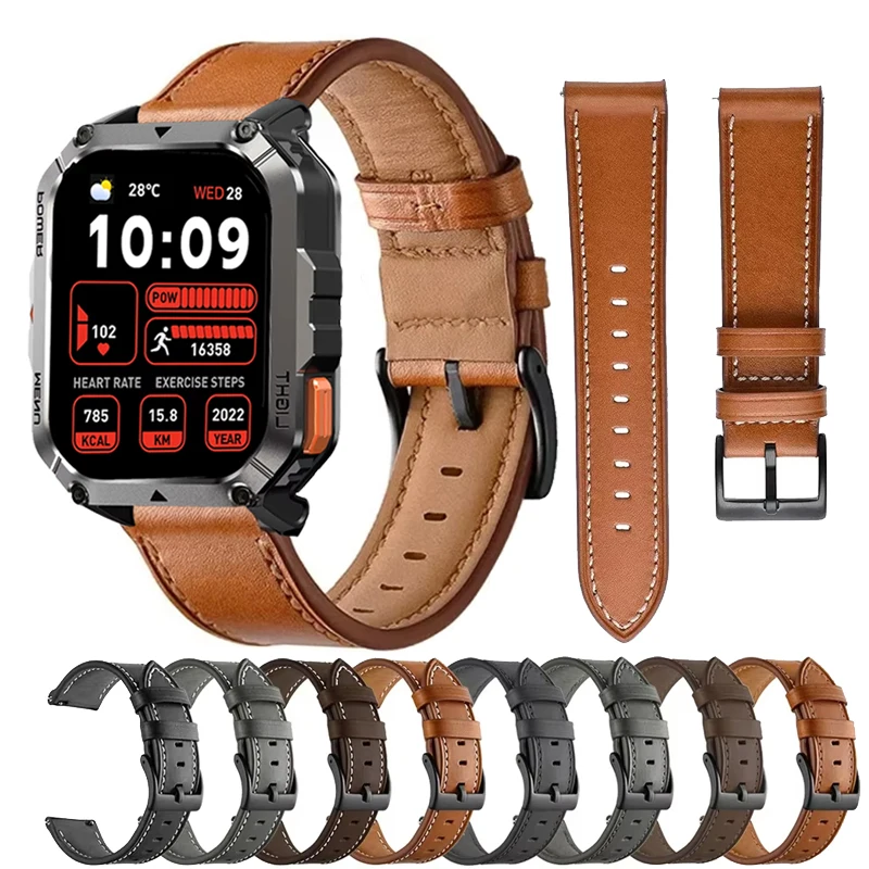 20mm 22mm Leather Strap Watchband For Blackview W80Pro W70 Pro W60 W50 Wristband For Blackview X20 W70 Pro W50 Pro/R60 R30 X1Pro
