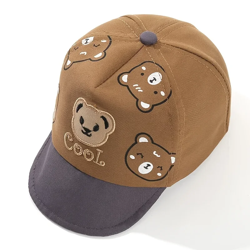 1 Baby-Sonnenhut, bezaubernde, leichte Baseballkappe mit weichem Rand für Säuglinge und Kleinkinder, niedliches Cartoon-Bären-Design – Detail 15