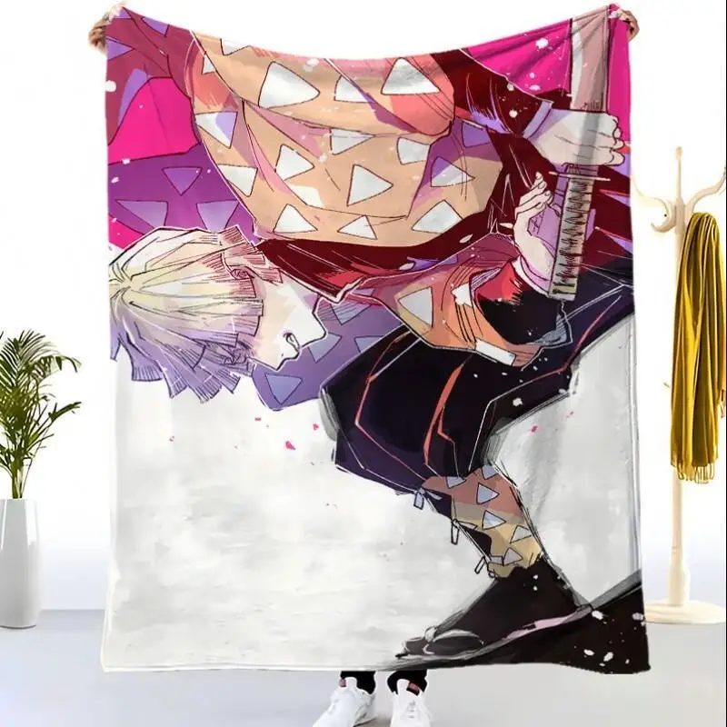 

Demon Slayer Kamado Tanjirou Kamado Nezuko Blanket Printing Creative Cartoon Warmth Thickened Hot Sell Room Decor Holiday Gifts