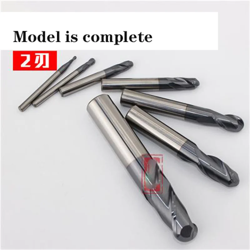 HRC45 frez trzpieniowy z węglików spiekanych 2 flet TiAlN powlekany. Wiertło z rowkiem kulowym Reg R1 R2 R3 R4 R5 R6 R7