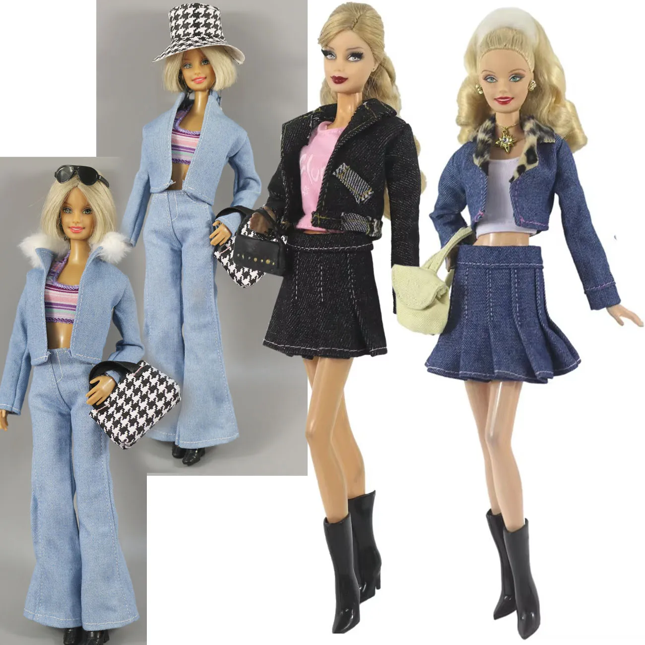 1 Set Doll Clothes 1:6 Scale Denim Wear Outfit for 11.5 inch 30cm Doll Many Style for Choice Gifts for girls #06