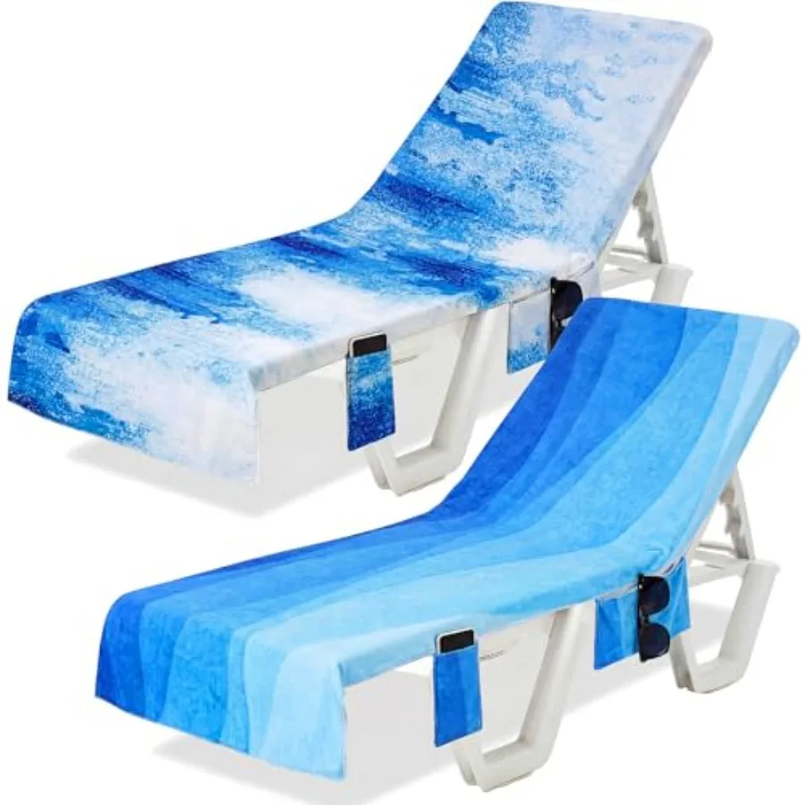 

2 шт. чехлов для шезлонгов с 3 карманами, 85 x 30 дюймов, из микрофибры, для пляжа и бассейна