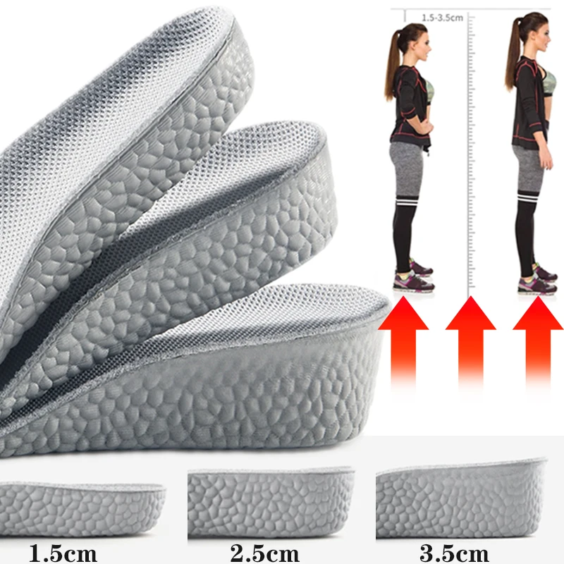 Height Increase Half Shoe Insoles Women Men Sports Breathable Memory Foam Arch Support Orthopedic Heel Lift Shoe Pads Unisex