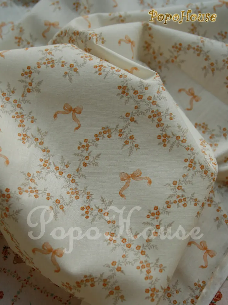145x50cm Vintage Blumenmuster Sommer Dünner Baumwollstoff Kleid JK Lolita Kleidung DIY Material Nähstoff – Detail 7