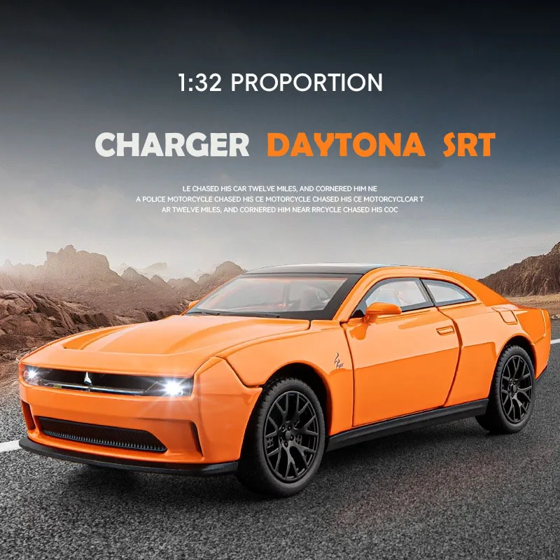 

Simulation 1/32 Dodge Charger Daytona SRT Alloy Car Model with Sound Light Collection Miniature Voiture Toy Vehicle Boy Gift