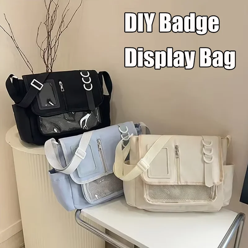 DIY Badge Display Plate Shoulder Crossbody School Bag New Japanese Harajuku Transparent Ita Bag For Girls