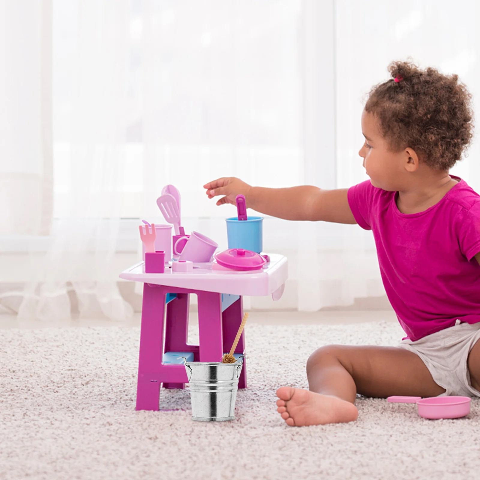 1세트 미니 빗자루 버킷 세트 인형집 장면 소품 리얼리틱 미니어처 홈 데코 액세서리 청소 도구 사진 촬영 DIY