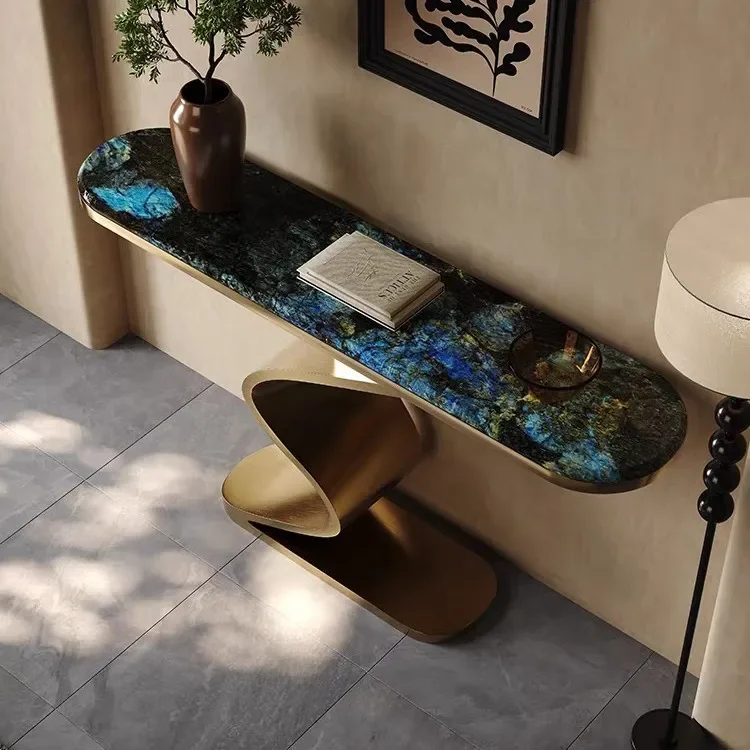Entrance table Italian minimalist light luxury microcrystalline stone villa hotel corridor case view table
