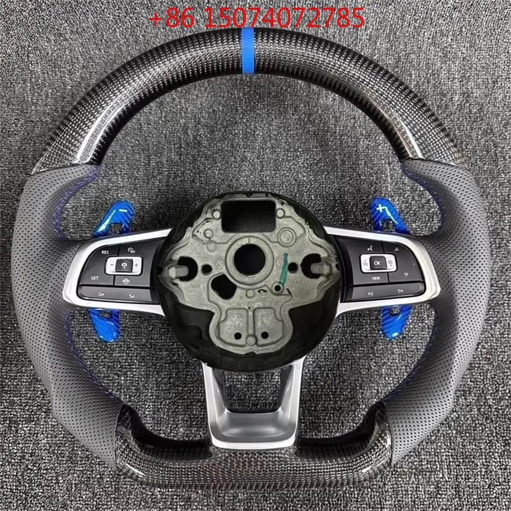 Hot Sale Carbon Fiber Leather Steering Wheel With Horn Button For  Golf MK7 GTI R Polo GTI Racing Interior Mod Parts