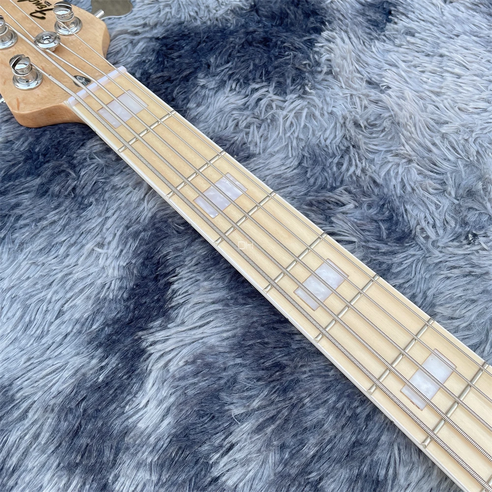 High-quality custom-made sunset color jazz 5-string JAZZ electric bass  maple headstock fretboard inlaid with shells