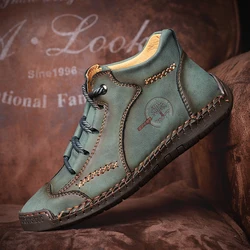 Classic Mens Ankle Boots Lightweight Mens Designer Boots Handmade Men Boots Outdoor Sneakers Leather Work Boots Plus Size 38-48