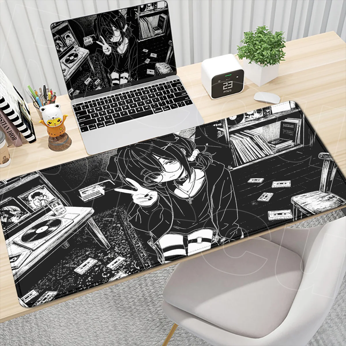 Black White Anime Girl Soft Speed MousePad XXL Large Laptop Computer KeyboardMat desk organizers and trays PC Gaming Accessories