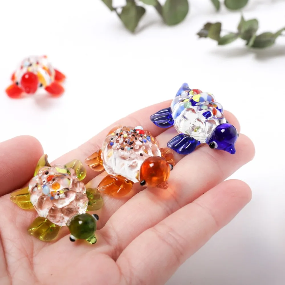 

Fashion Colorful Sea Turtle Figurines High Borosilicate Glass Sea Turtle Sea Animal Collectibles Tiny Turtle Glass Ornaments