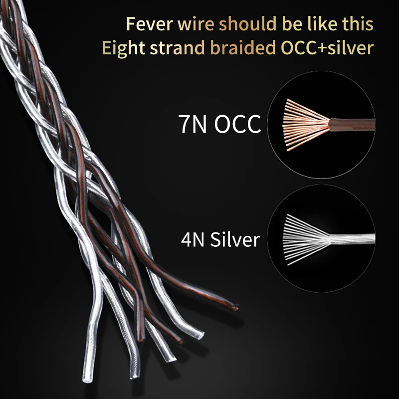 8 Strand Single Crystal Copper Pure silver Adapter 2.5/3.5/4.4mm MaleTo 2.5/3.5/4.4mm Female Balanced Audio Conversion Cable