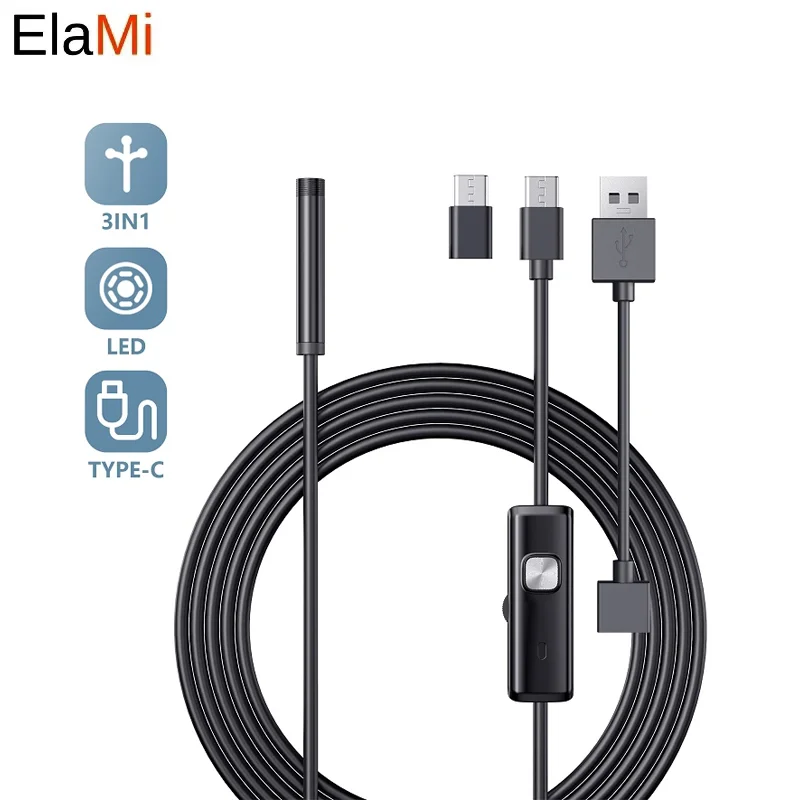 3IN1 Mini Endoscope Camera 7.0mm Soft/Hard Wire USB Camera For Car Inspection Support Android/PC And Tablet