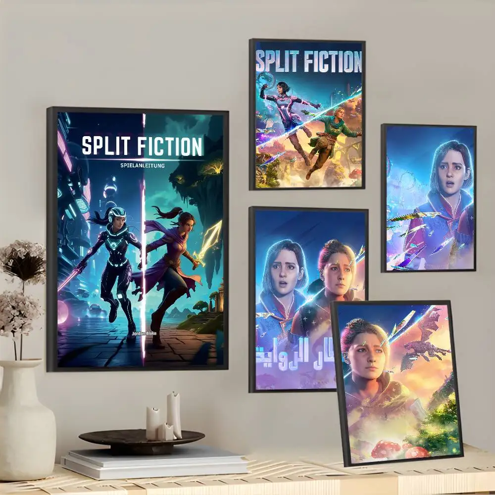 1PC S-Split Fiction GAME Poster Self-Adhesive Wall Art for Living Room Bedroom No Fade Modern Home Decor Stickers