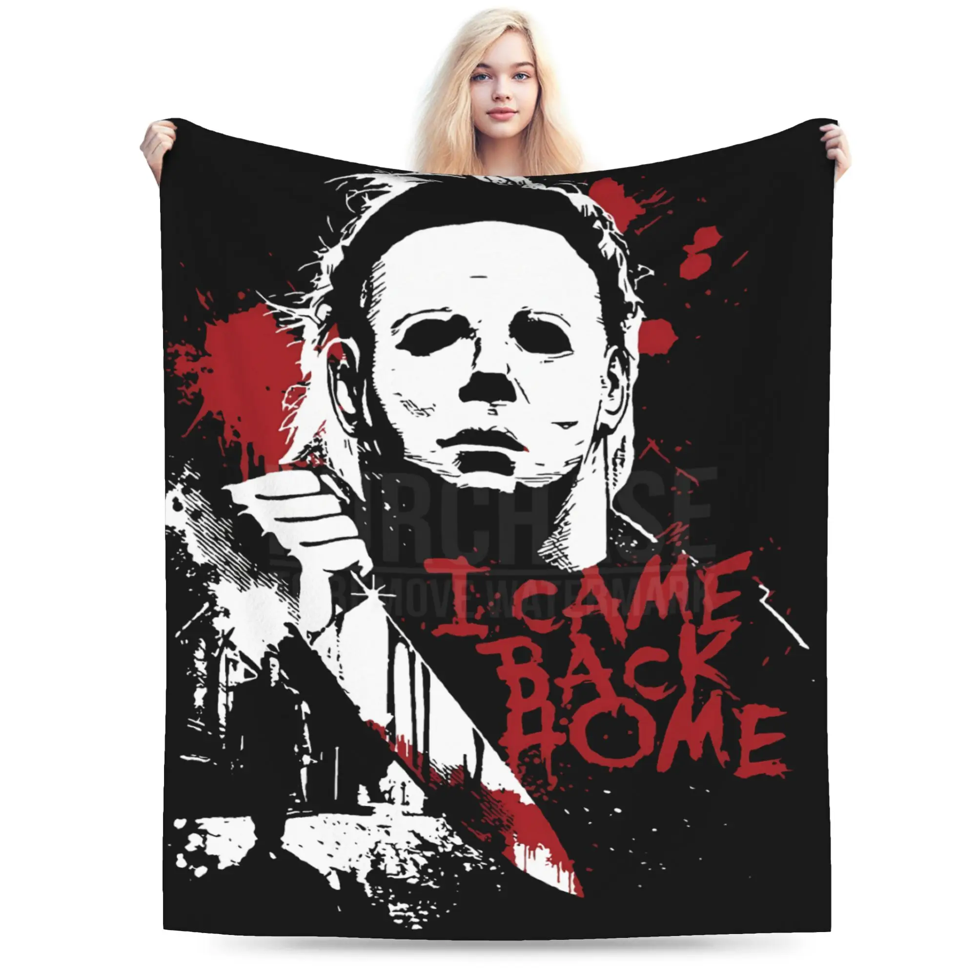 Halloween Michaels Myersed Warm Blanket  Picnic Plush Bedding Throws Pattern Couch Chair Flannel Bedspread Sofa Bed Cover