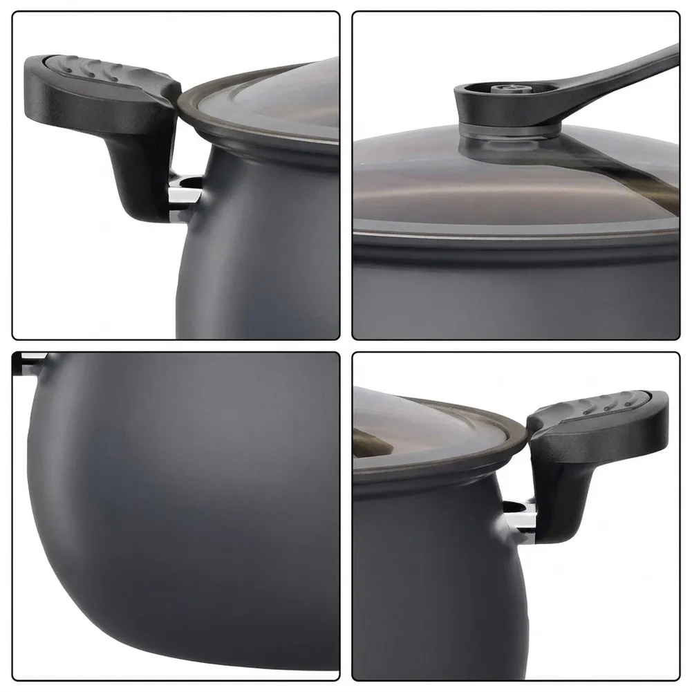 Family Cookware Large Capacity Pot For Family Meals Tempered Glass Lid Nutrient Retention For Induction Cooktops