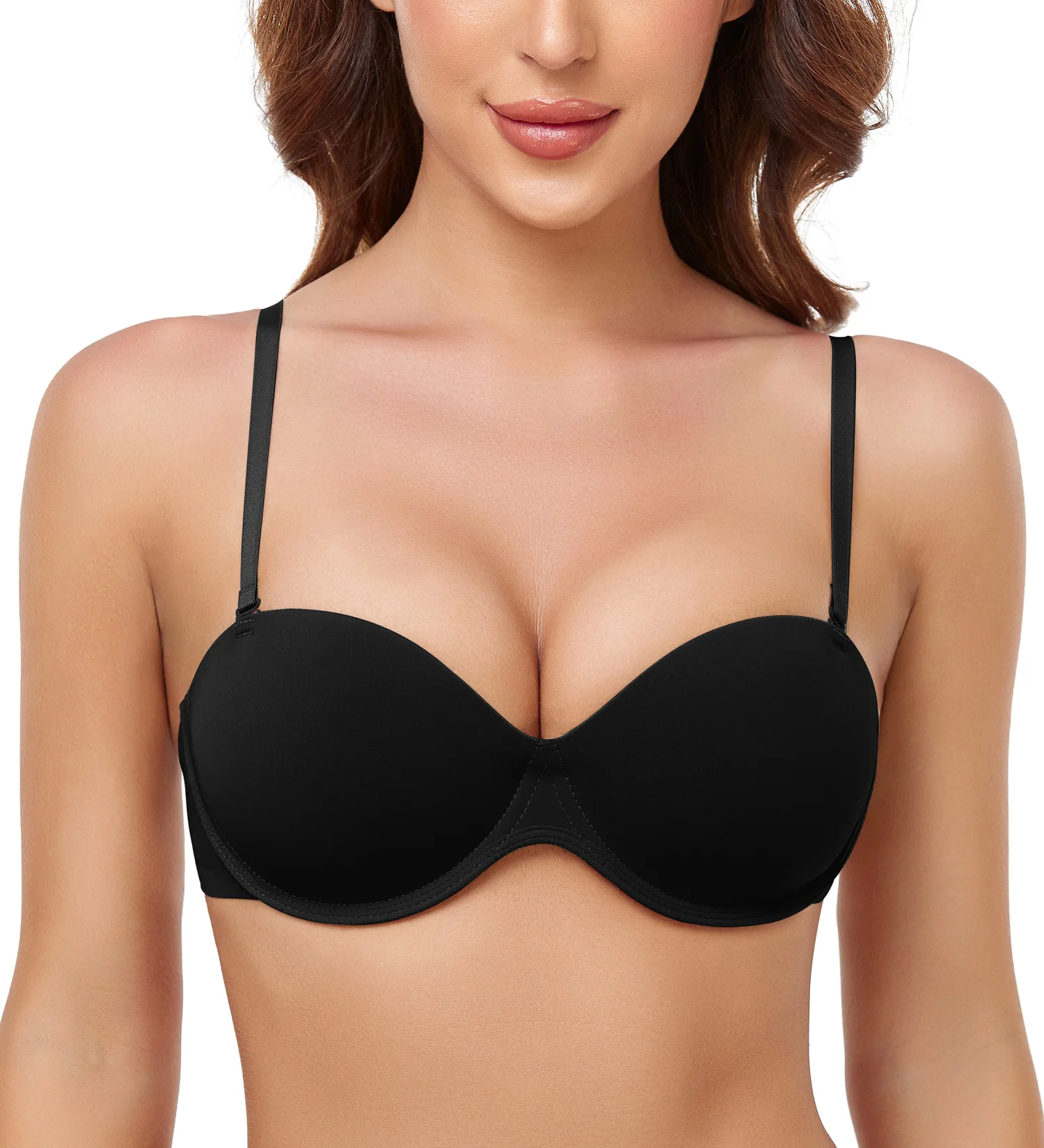 Women Push Up Strapless  Seamless Bra Halter No Show Convertible Underwired Support