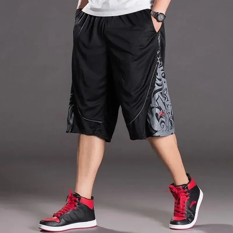 Pantalones cortos largos de baloncesto para hombre, Bermudas de entrenamiento de secado rápido, moda esencial con estilo coreano, ropa elegante