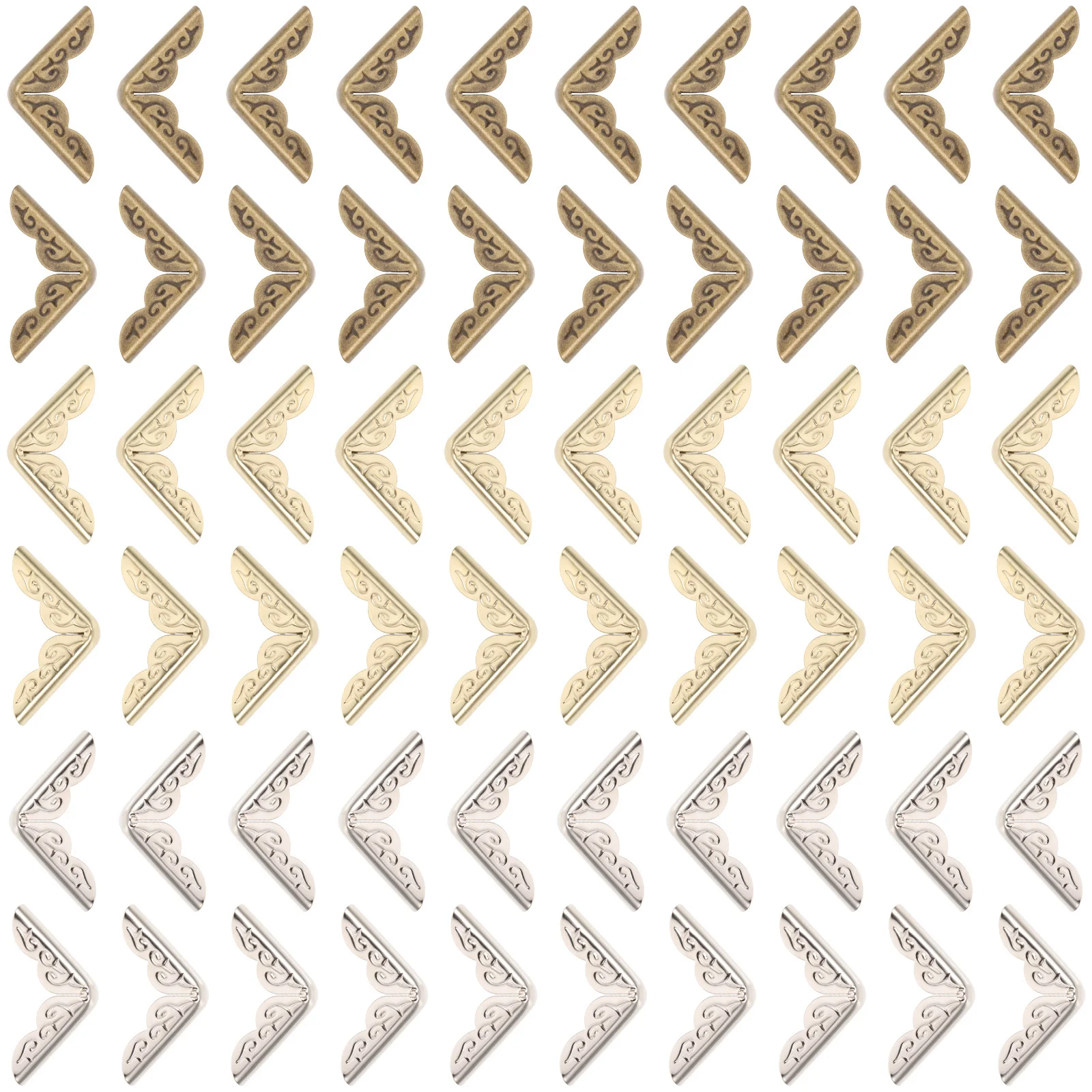 

60Pcs Metal Book Corners Vintage Style Notebook Cover Decorative Edge Protectors Scrapbooking Albums Menus Folders