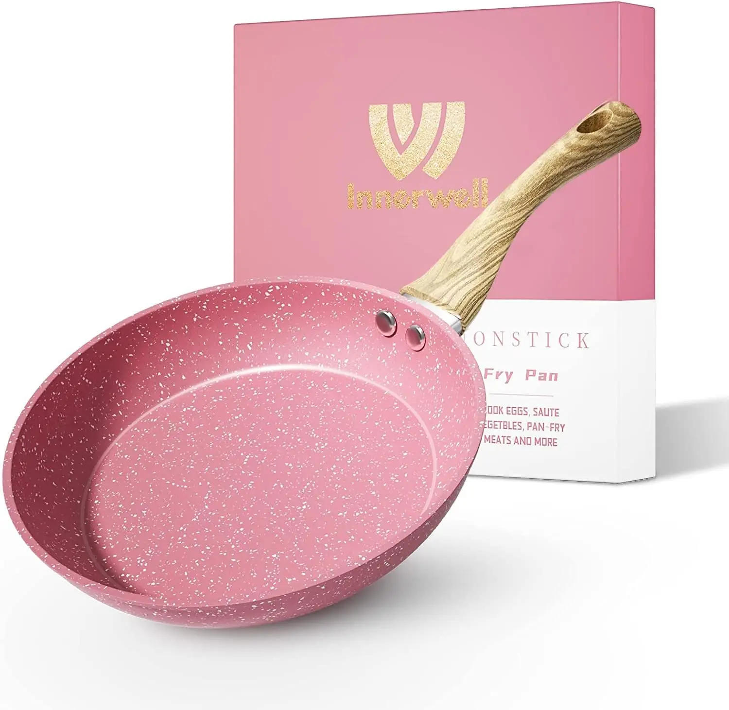 

9.5' Pink Nonstick Frying Pan, PTFE-Free Omelet Skillet, Induction-Compatible, All Stove Top