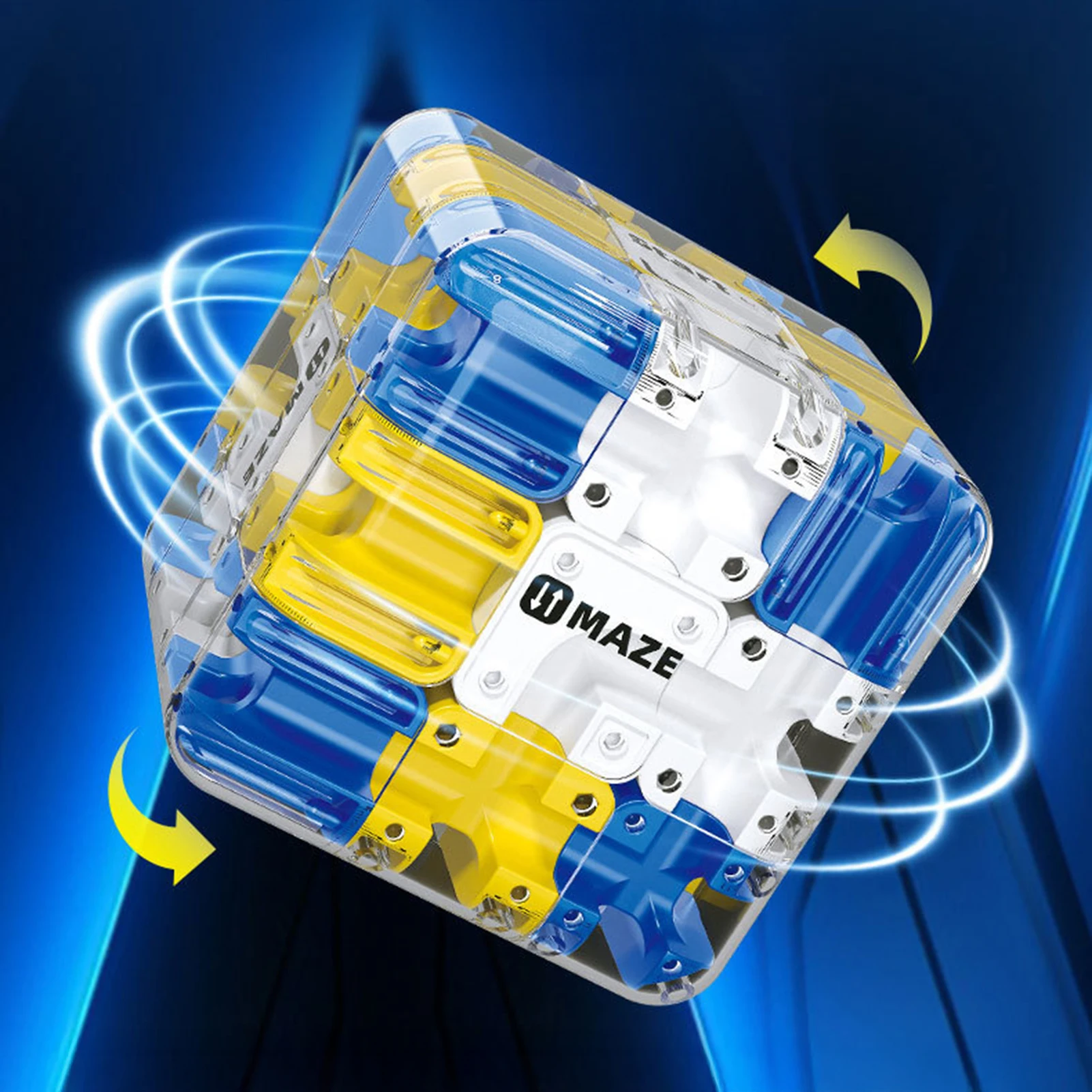 لعبة ألغاز مكعب المتاهة ثلاثية الأبعاد 3 × 3 للأطفال لعبة تركيز لتدريب الدماغ مع كرات دوارة ناعمة وتحدي متعدد الطبقات