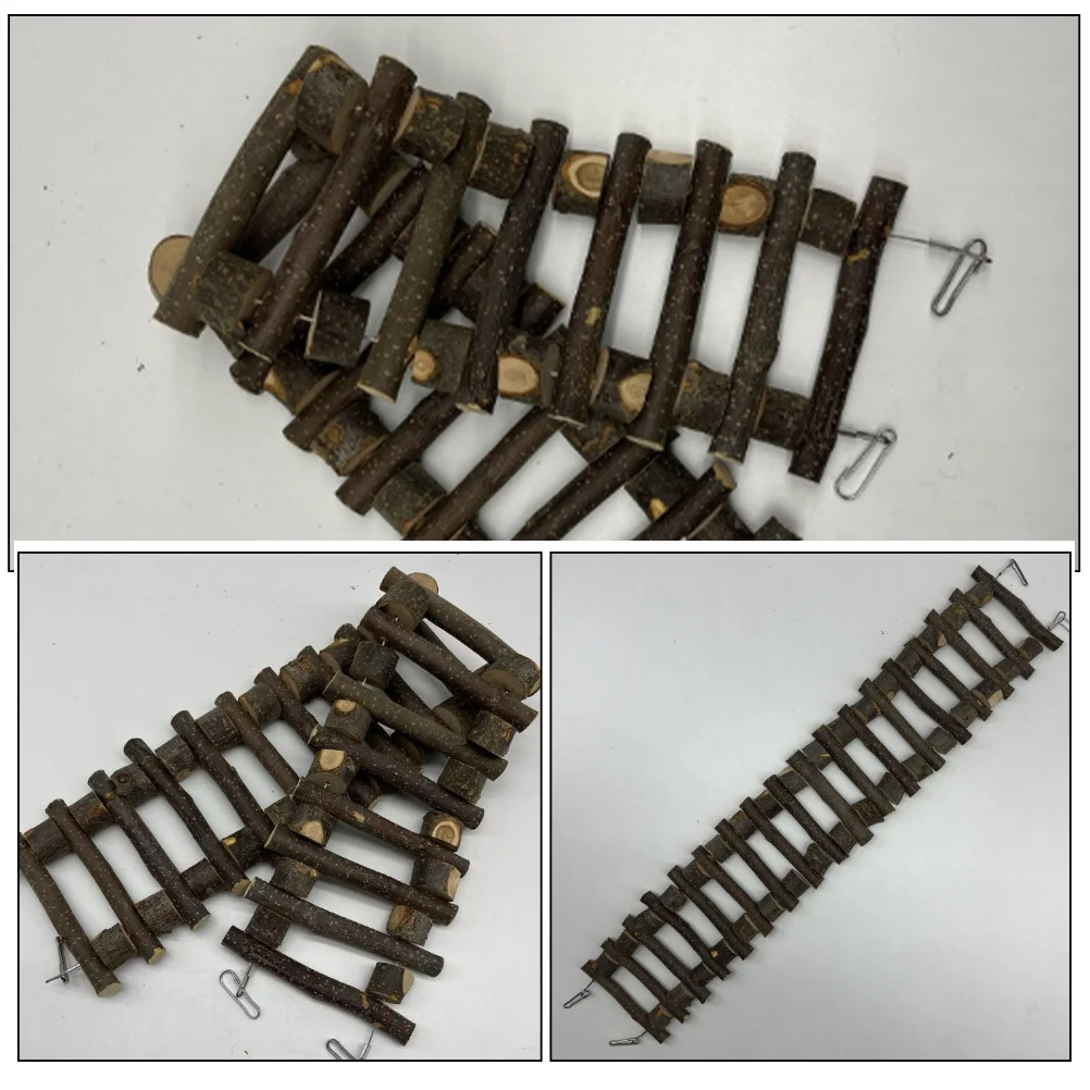 Wooden Parrot Ladder Climbing Step for Bird Cage Hanging Climbing Training Parakeet Cockatiel Ladder Hamster Guinea Pig Bridge