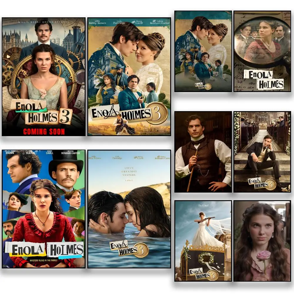 Movie E-Enola Holmes Poster HD Removable Wall Art Gift Bedroom Lounge Dorm Office Gaming Cafe Bars